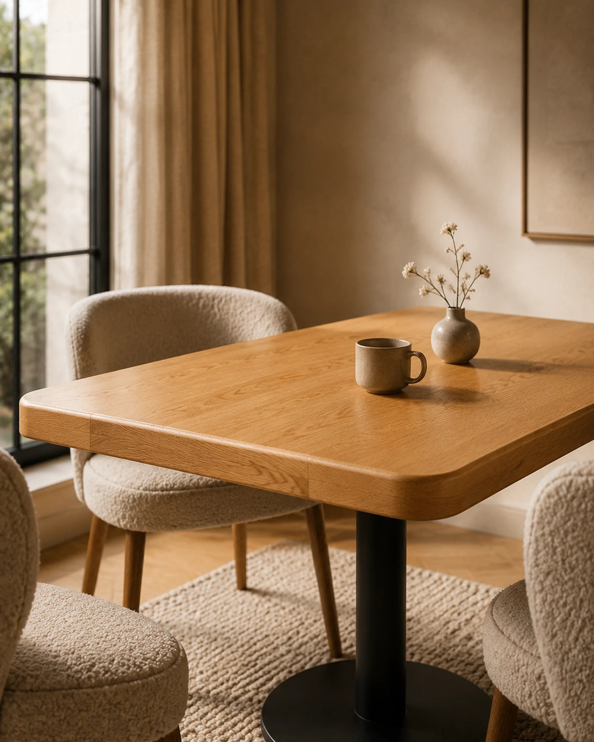 Rounded Edge Solid Wood Tabletop
