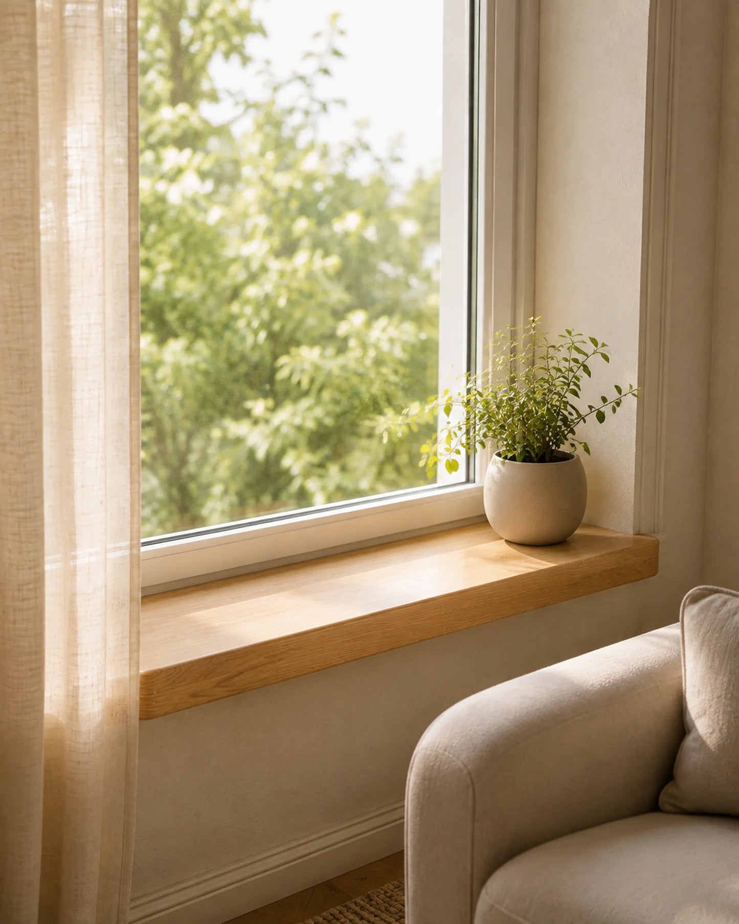 Rounded Edge Solid Wood Windowsill