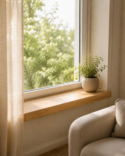 Rounded Edge Solid Wood Windowsill