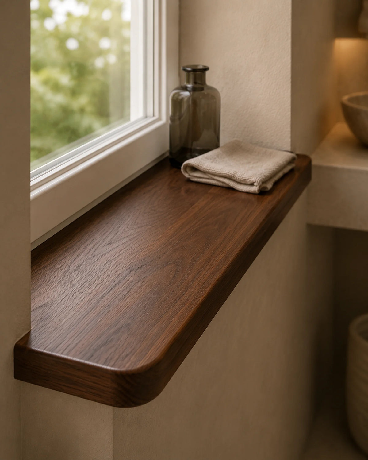 Rounded Edge Solid Wood Windowsill