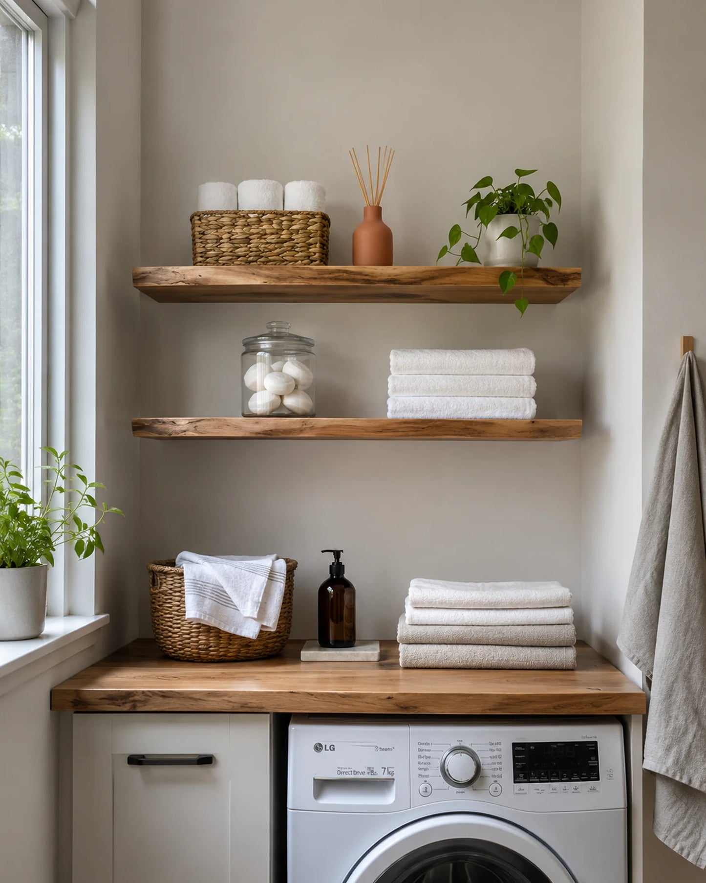 Live Edge Floating Shelf for Bathroom - Walnut Finish