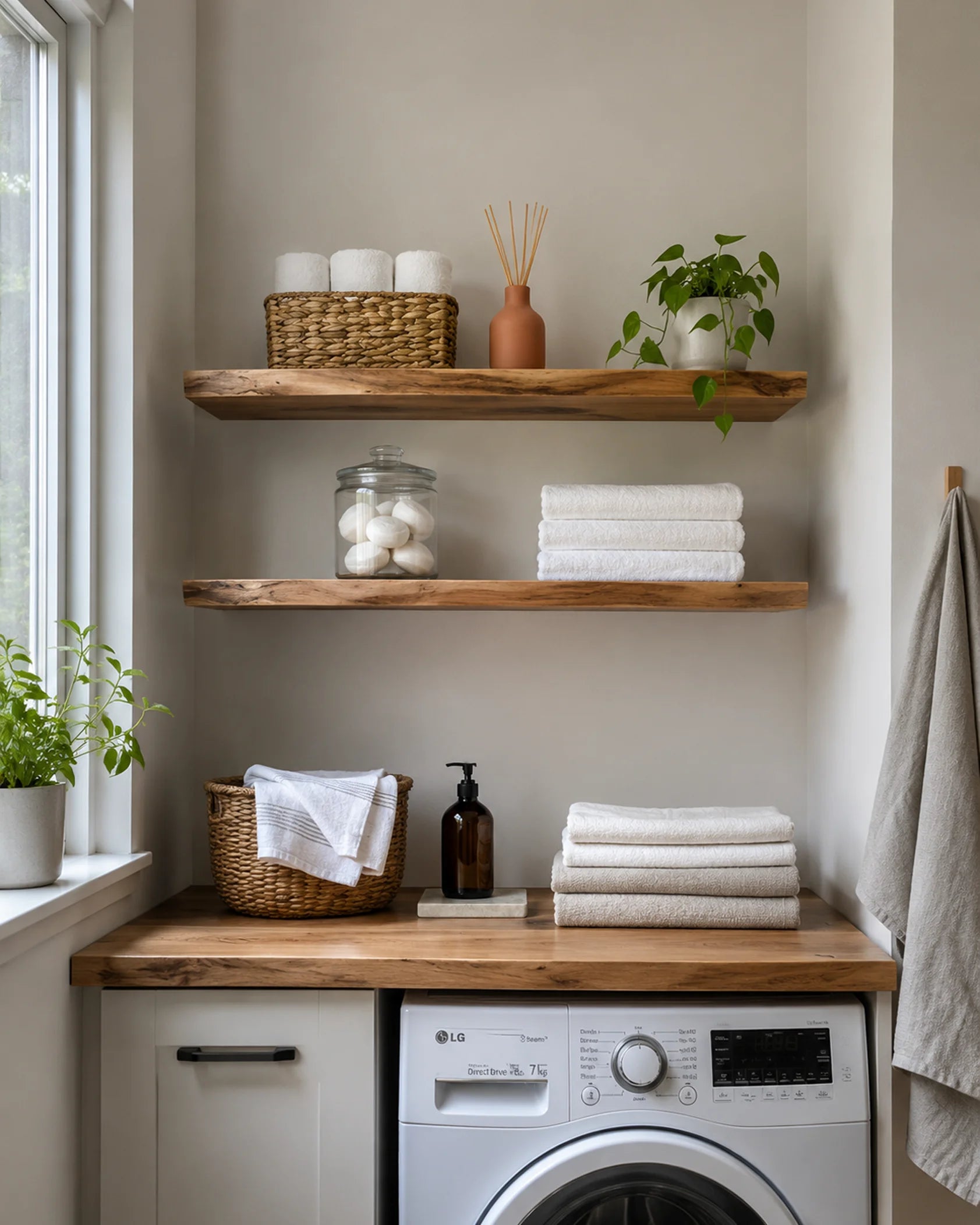 Live Edge Floating Shelf for Bathroom - Walnut Finish