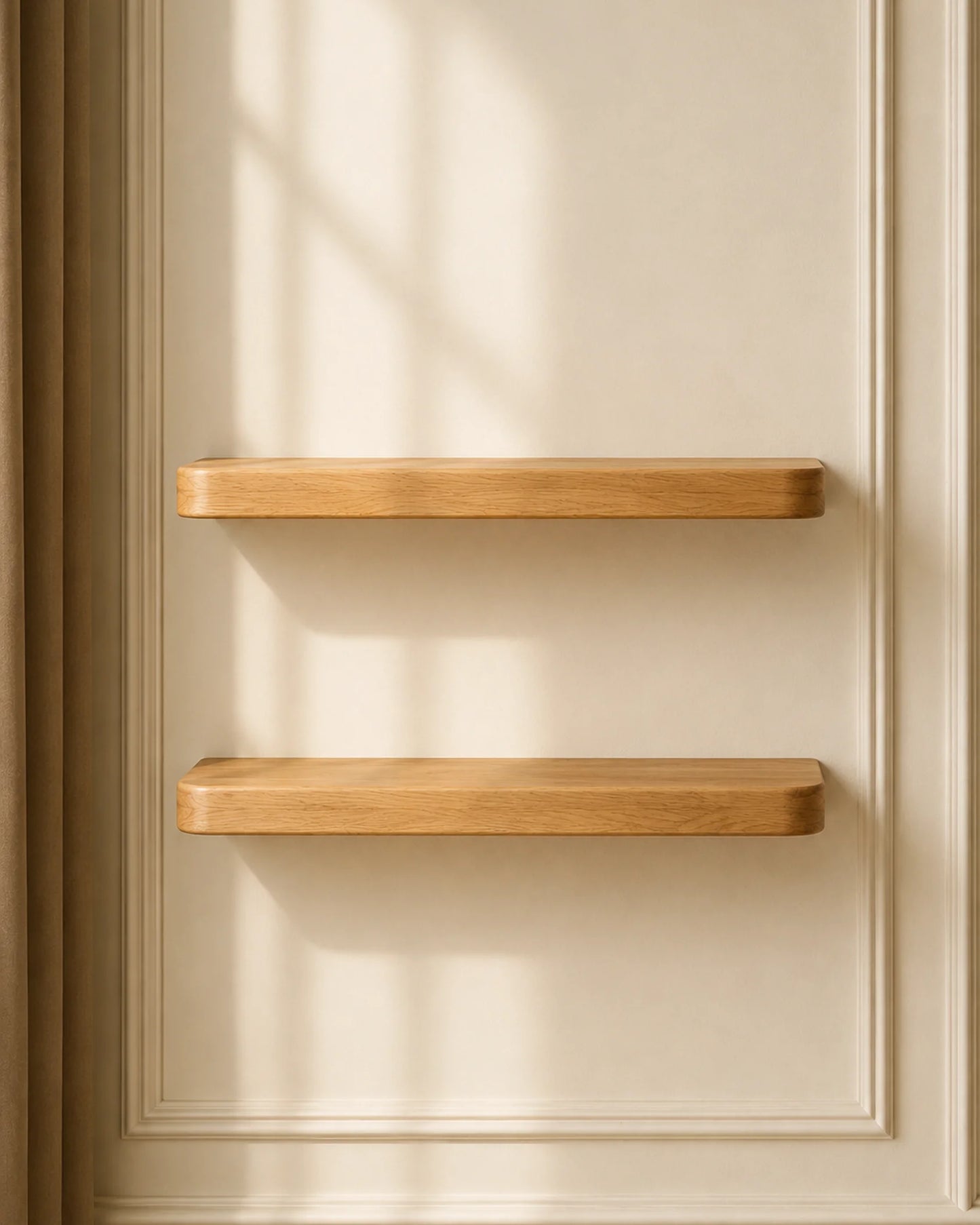 Rounded Edge Floating Shelf for Kitchen - Oak Finish