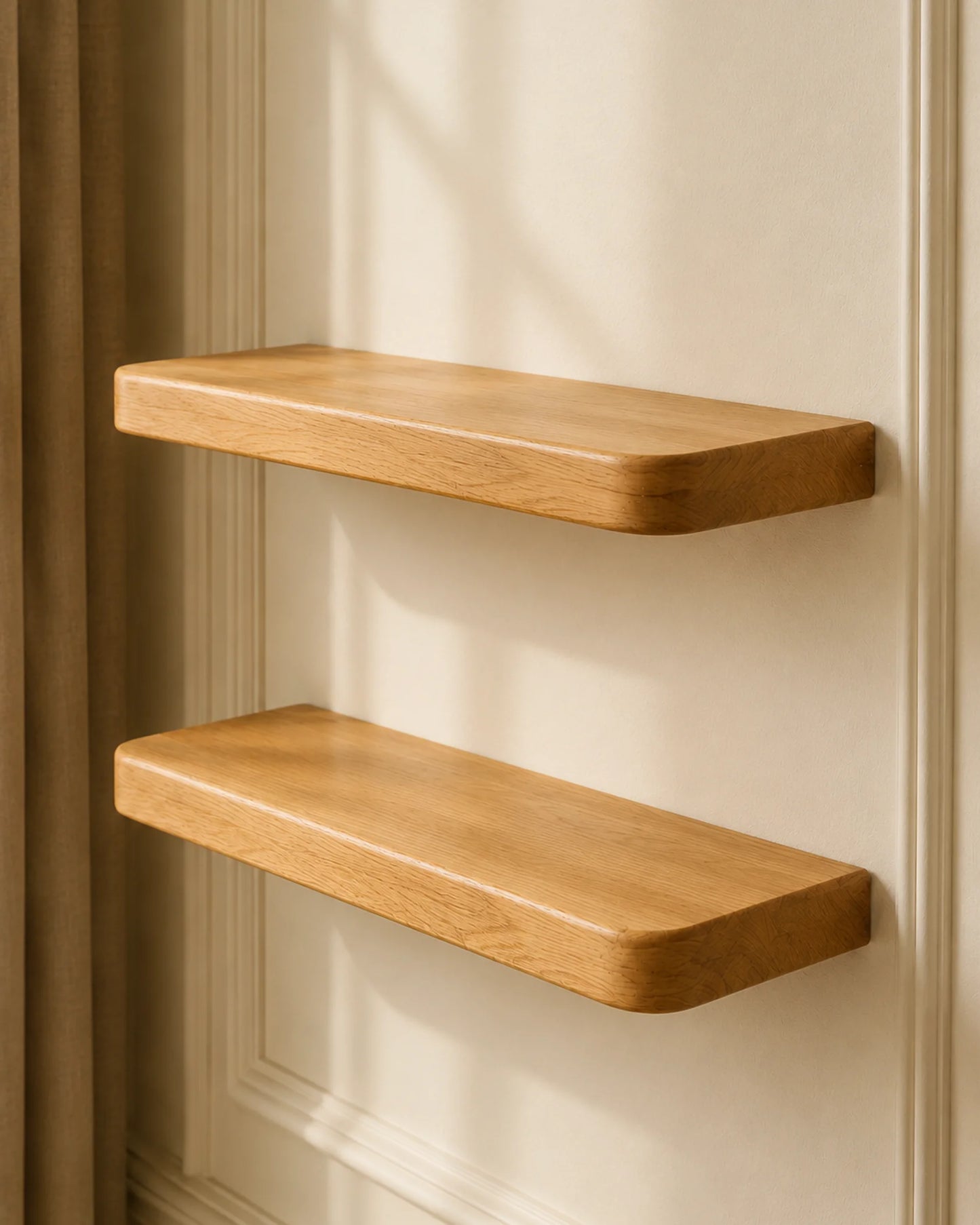 Rounded Edge Floating Shelf for Kitchen - Oak Finish