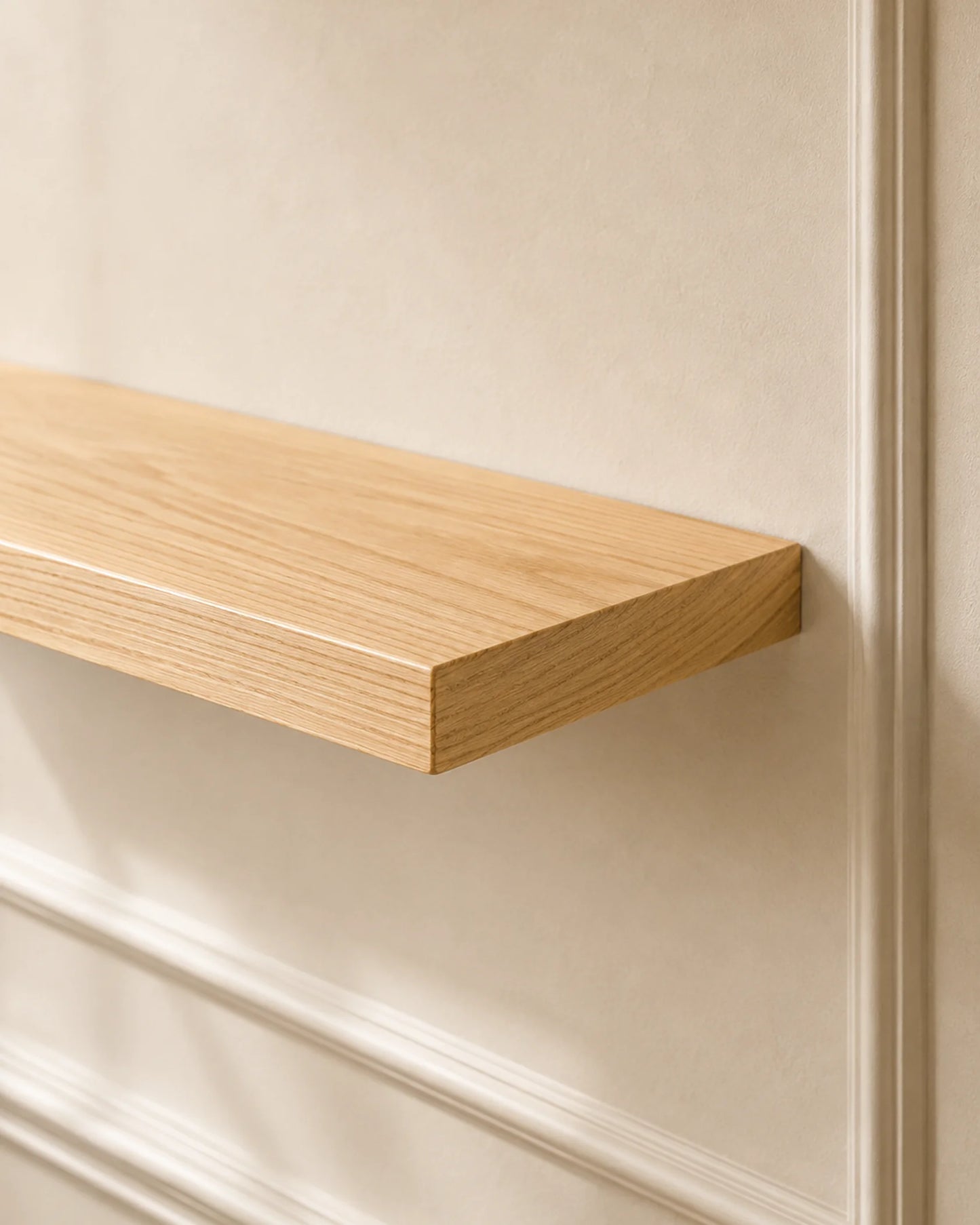 Straight Edge Floating Shelves for Office - Set of 2, Ash Finish