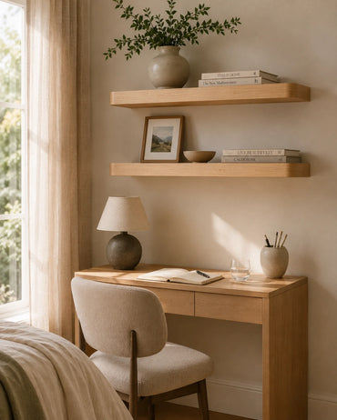 Rounded Edge Floating Shelf for Bedroom - Ash Finish
