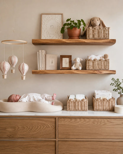 Live Edge Floating Shelf for Nursery - Walnut Finish