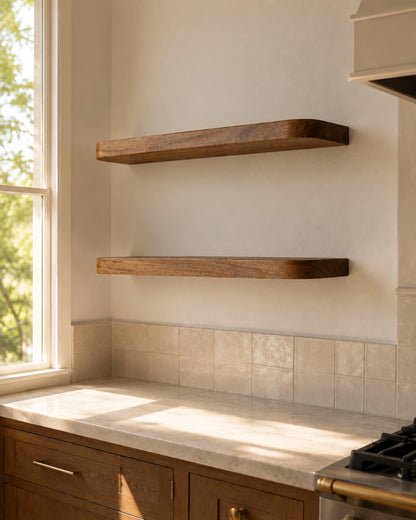 Rounded Edge Floating Shelf for Office - Walnut Finish