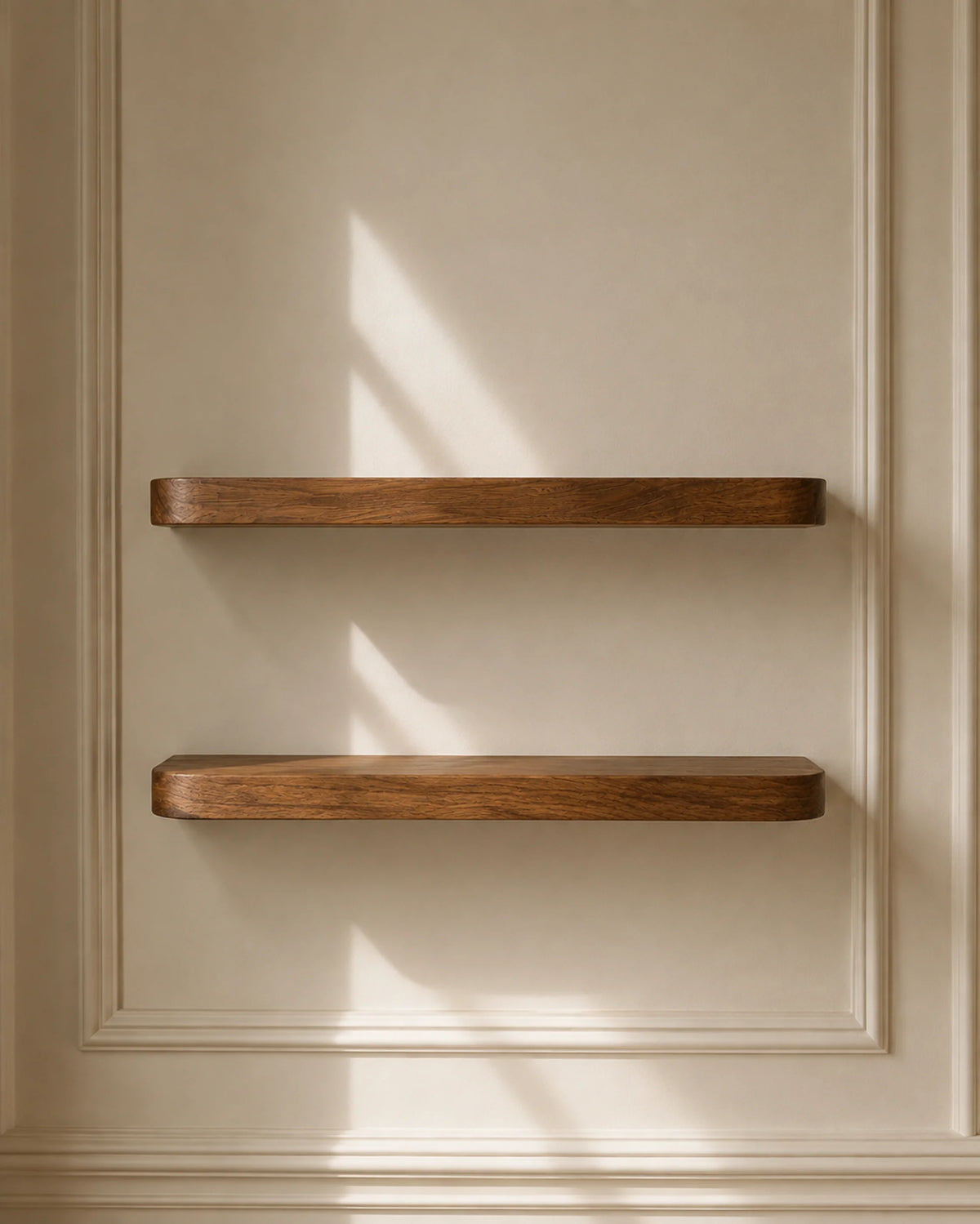 Rounded Edge Floating Shelf for Office - Walnut Finish