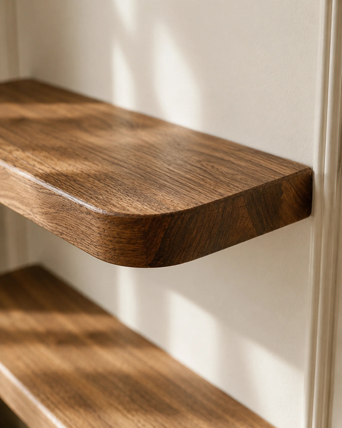 Rounded Edge Floating Shelf for Office - Walnut Finish