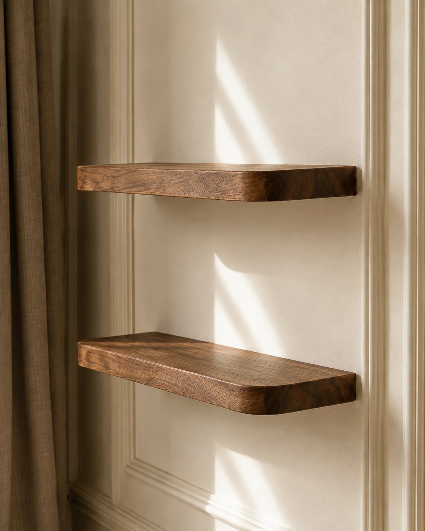Rounded Edge Floating Shelf for Office - Walnut Finish