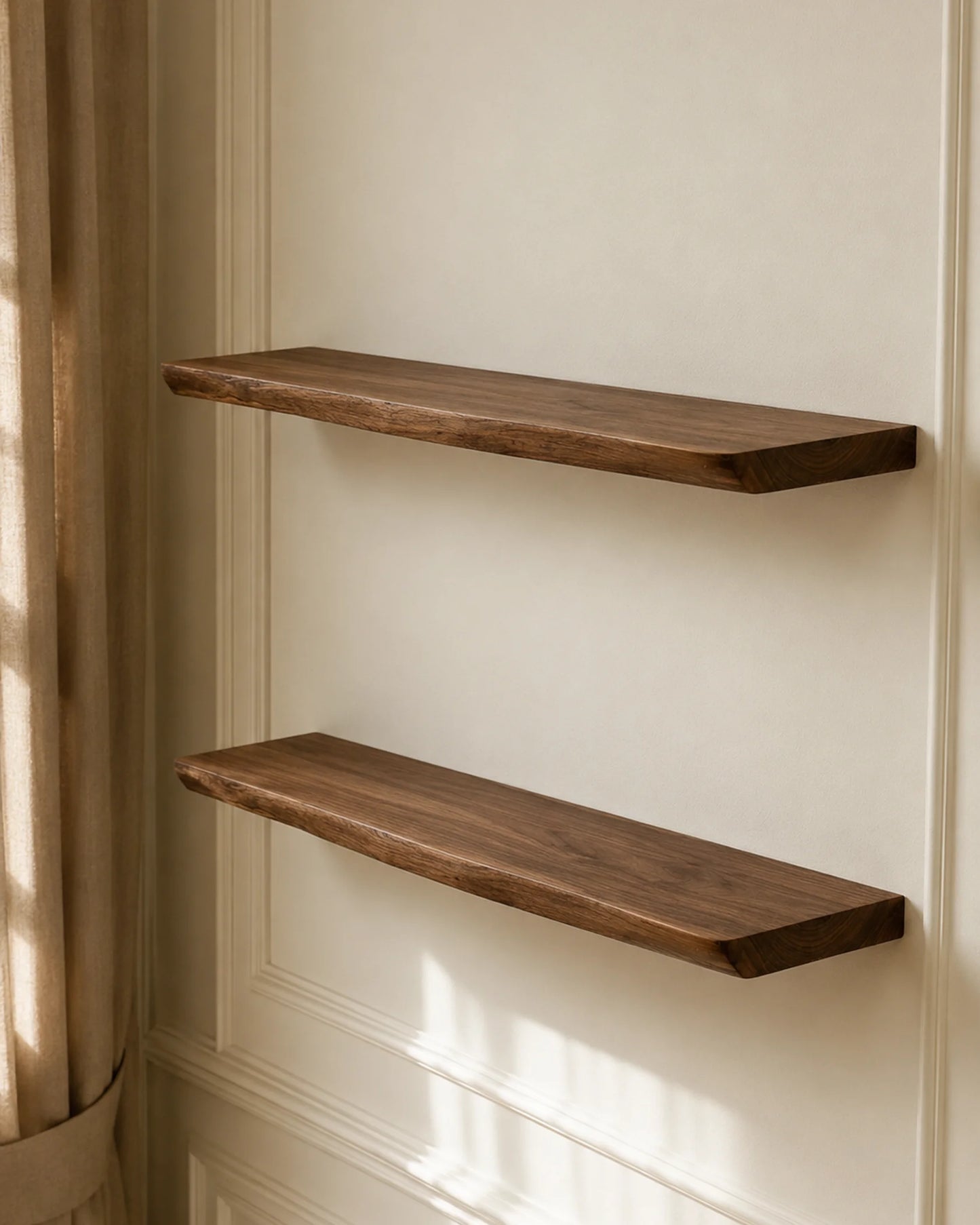 Live Edge Floating Shelf for Bathroom - Walnut Finish