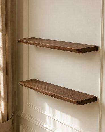 Live Edge Floating Shelf for Nursery - Walnut Finish