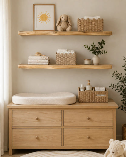 Live Edge Floating Shelf for Nursery - Ash Finish