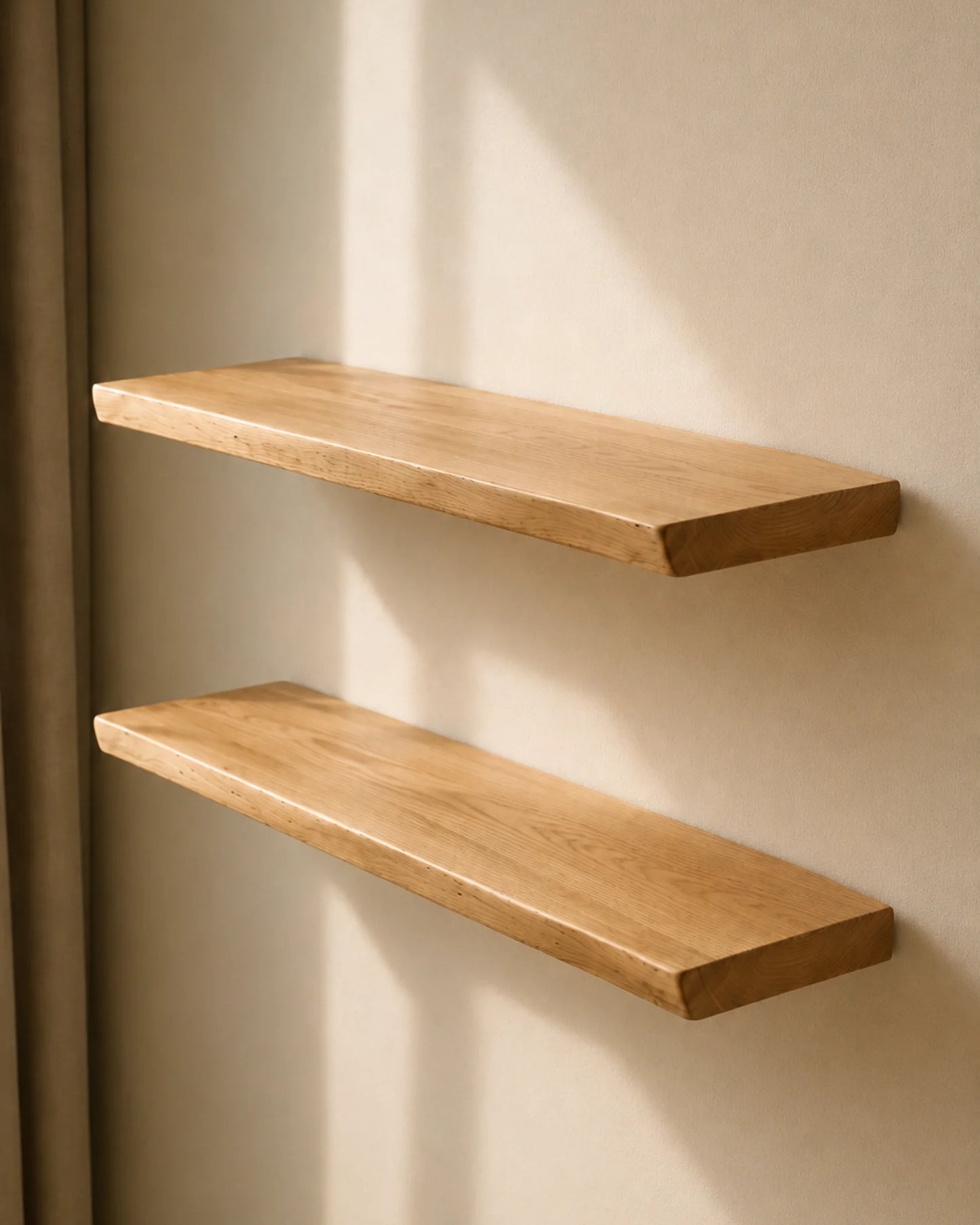 Live Edge Floating Shelf for Kitchen - Oak Finish