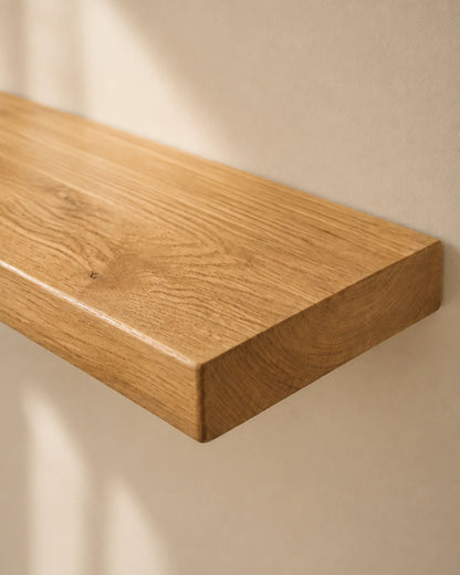 Straight Edge Floating Shelf for Kitchen - Oak Finish