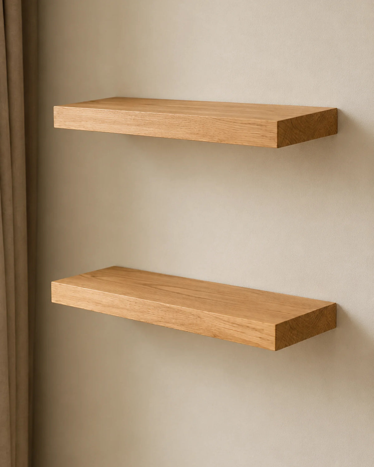 Straight Edge Floating Shelf for Kitchen - Oak Finish