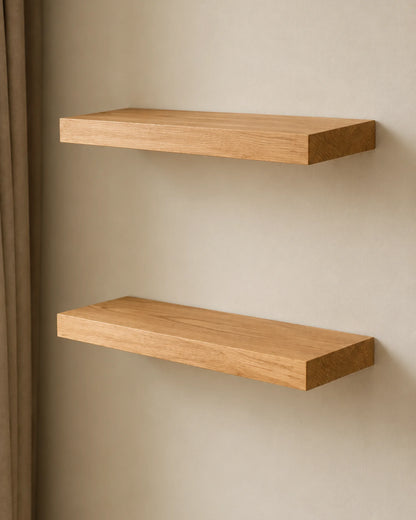 Straight Edge Floating Shelf for Kitchen - Oak Finish