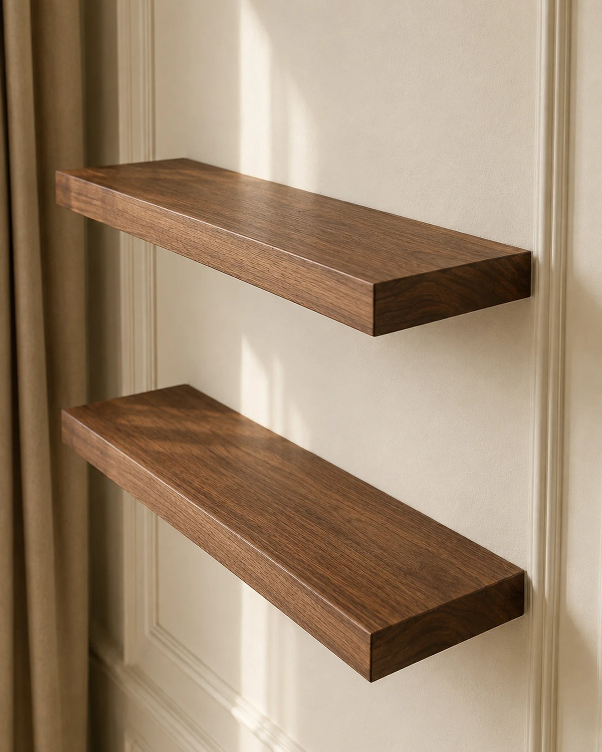 Straight Edge Floating Shelf for Office - Walnut Finish