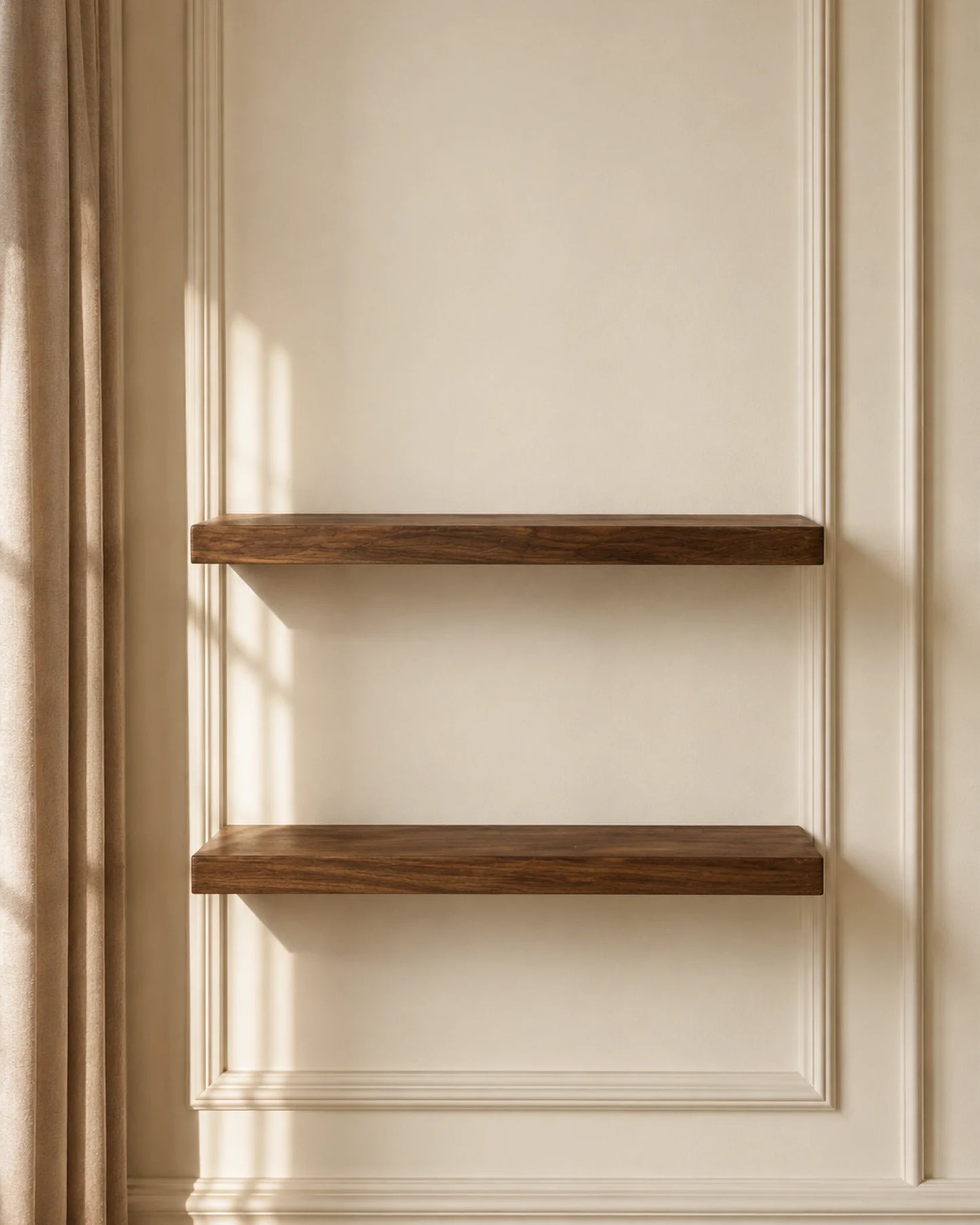 Straight Edge Floating Shelf for Office - Walnut Finish